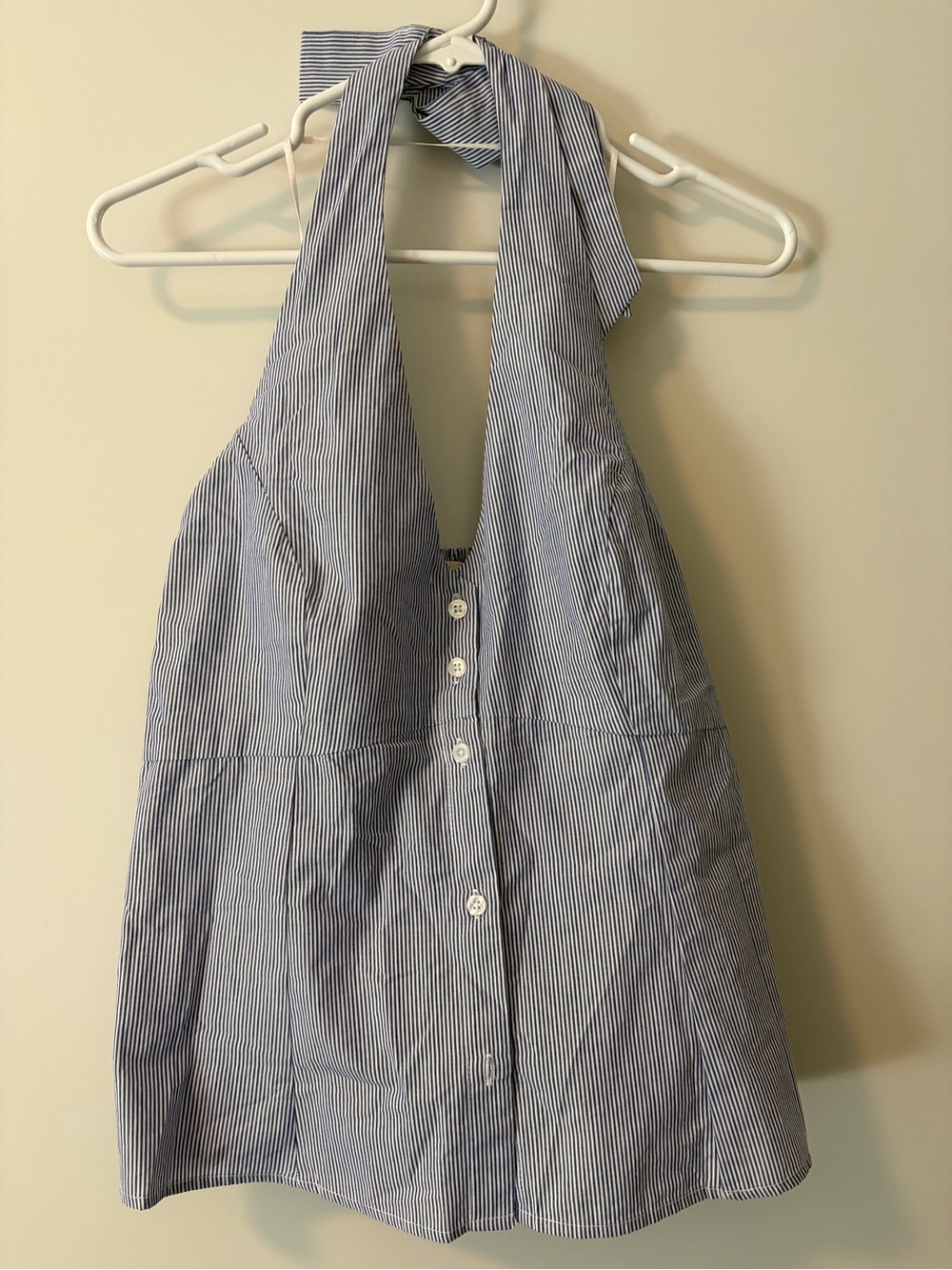 NWT Striped Halter Button-Front Women's Top - Blue/White